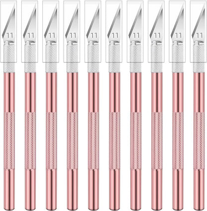 10 Pack Exacto Knife Set – Precision Craft Knife, Hobby Knife, and Art Knife Kit for Cutting, Carving, Engraving, Scrapbooking, and DIY (Pink)