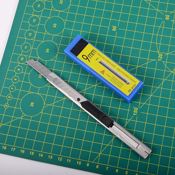 FOSHIO 60 Degree Snap Off Universal Art Knife Replacement Blades, High Hardness Carbon Steel Material, Auto Vinyl Wrap Office Cutter Craft Knife Sharp Blades, Pack of 100