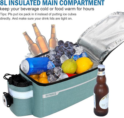 RAYMACE Bike Rear Rack Bag with Tail Light, Bike Truck Cooler Bag for Warm or Cold Items