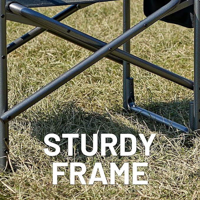 TIMBER RIDGE Aluminum Oversized Camping Chair, Lightweight Portable Directors Chair with Side Table Detachable Side Pocket for Outdoor Camping, Lawn, Picnic, Support 400lbs Black