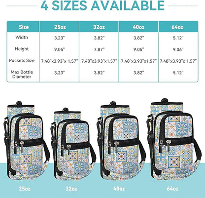 icolor Water Bottle Carrier Bag with Strap 25/32/40 oz Crossbody Bottle Holder with Phone Pocket Sling Sleeve Insulated Neoprene Water Bottle Pouch for Walking Travelling