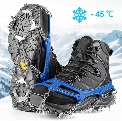 Crampons Ice Cleats Traction Snow Grips for Boots Shoes Women Men Anti Slip 19 Stainless Steel Spikes Safe Protect for Hiking Fishing Walking Climbing Mountaineering