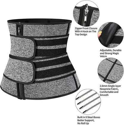 KIWI RATA Mens Workout Waist Trainer Corset Neoprene Sauna Sweat Trimmer Cincher Belt Extra Belly Compression Belts