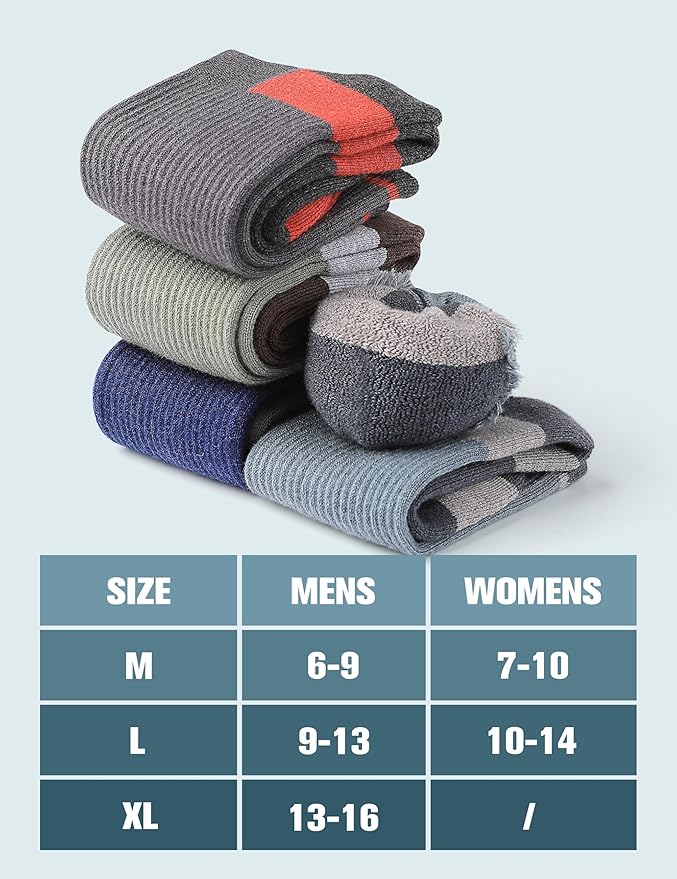 Wool Hiking Socks for Men - Women Lightweight Crew Merino Wool Socks with Cushion for Camping Hunting Work,4 pack