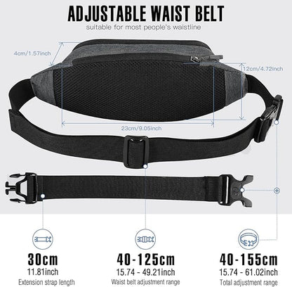 WATERFLY Fanny Pack Waist Bag: Small Hip Pouch Bum Bag Fannie Pack Phanny Fannypack Waistpack Bumbag Beltbag Sport Slim Fashionable for Jogging Hiking Hiker Woman Man