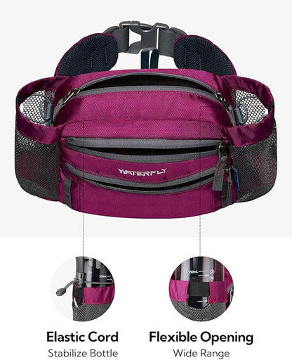 WATERFLY Fanny Pack Waist Bag: Waist Pack for Women Men with Two Water Bottle Holder Hiking Fanny Pack for Running Walking DogWalking Travel Cycling