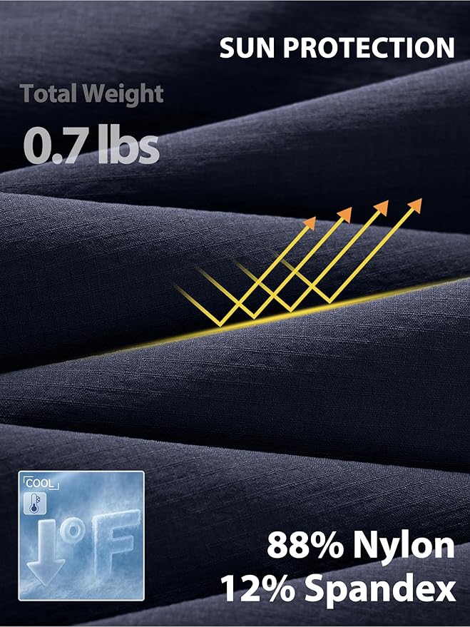 Mens Hiking Pants Lightweight Cargo Work Tactical Nylon Stretch Waterproof Quick Dry Fishing Travel Outdoor 6 Pockets