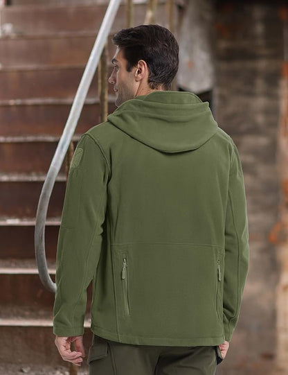 CRYSULLY Men's Military Tactical Sport Warm Fleece Hooded Outdoor Adventure Jacket Coats