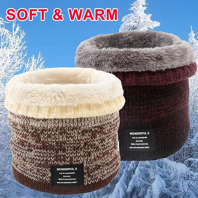 Winter Fleece Neck Warmer Mens Ski Mask Face Warmer Neck Gaiter Neck Scarf Women Thick Windproof 2 Pack