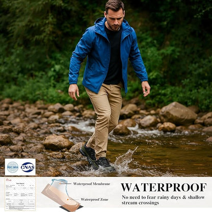 Queday Mens Waterproof Hiking Shoes Lightweight Outdoor Cordura Walking Shoes Breathable Hike Trekking Trails Camping Climbing