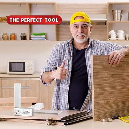 Frienda Machinist Square Set, 2", 3", 4" and 5" Squares Machinist Engineer Steel Benchmark Measure Tools High Precision 90 Degree Wide Base Tool L-Type Testing Measuring Tool