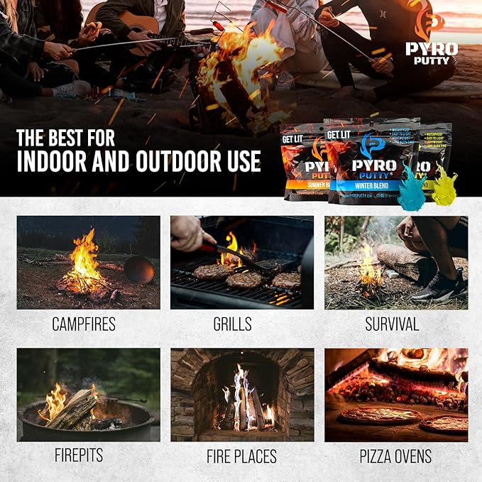 Phone Skope Pyro Putty: Single Use Waterproof Survival Fire Starter, 20 or 50 ct Foil Packs, Easy Tear, Easy Ignite, Fire Starters for Campfires