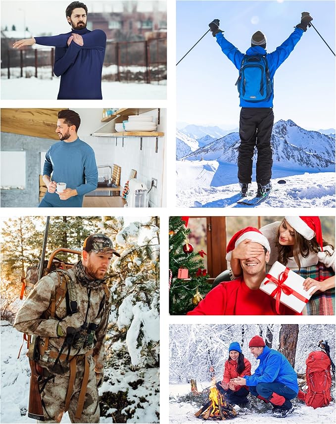 Runhit Mens Thermal Underwear Set：Fleece Lined Long Johns for Men Thermal Shirts and Pants Base Layer Cold Weather Thermals