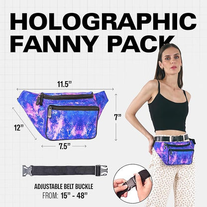 Fanny Pack Belt bag - Crossbody Waist Bag for Men or Women - Hands-Free, Waterproof Large Bumbag for Hiking, Running, and Travel (Galaxy Outer Space)