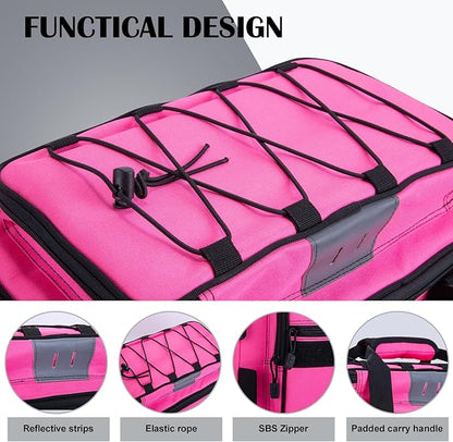 Goture Fishing Tackle Bag, Store Up to 4PCS 3700 Plus 2PCS 3600 Tackle Trays(Not Included), 600D Soft Side Gear Fishing Bag with Rod Straps,Detachable Water Bottle Pouch,Waterproof Bottom,SBS Zippers