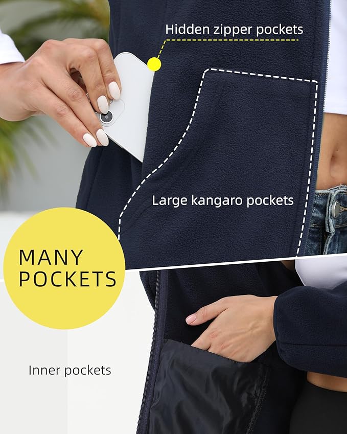 Argstar Women's Fleece Jacket with 6 Pockets (XS-2XL)