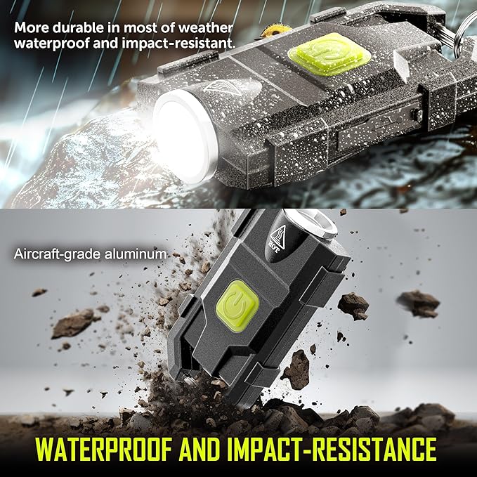 lexall LED Small Flashlight, 500Lumens Bright Mini Keychain Light, Portable USB Rechargeable Pocket Lights with 3 Modes Compact Baseball Cap Lights Indoor and Outdoor for Walking,Searching