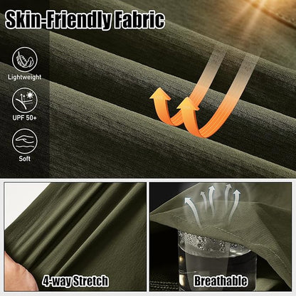 Mens Hiking Convertible Pants Quick Dry Waterproof Zip Off Lightweight Cargo Safari Fishing Work Pants Trousers with Belt