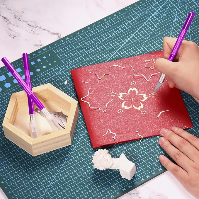 15 Pack Exacto Knife Set, Hobby Knife, Back to School Supplies Craft Knifes Kit for Art, Carving, DIY, Scrapbooking, Art, Cutting, Stencil(Purple)