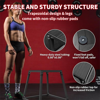 Heavy-Duty Steel Reinforced Jump Box -12 "Anti-Slip Sports Reinforcement Box, Fitness Box Jump, Exercise Step Platform, Strength Training, Suitable for Home and Gym