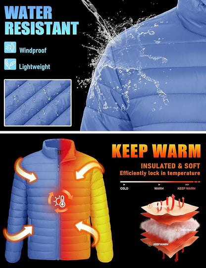TACVASEN Men's Lightweight Puffer Jacket Winter Quilted Puffy Jackets Warm Water-Resistant Windproof Insulated Coats