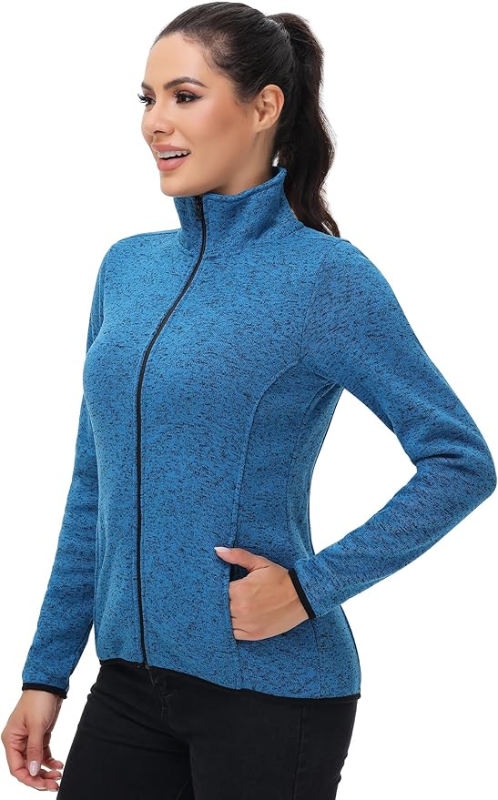COZZYON Women Fleece Zip Up Jacket Light Sweater Jacket