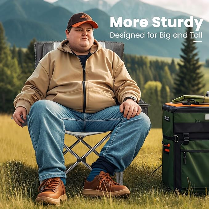 6 Pack Oversized Folding Camping Chair for Adults, Supports 500 LBS Camping Chairs, Outdoor Lawn Chairs for Adults, Portable Chairs for Camping, Beach, Fishing, Hiking, Gray