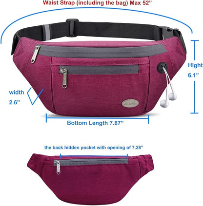 Entchin Fanny Pack for Women Men,Crossbody Belt Bag with 4-Zipper Pockets,Adjustable Waist Bag Pack,One of the Most Popular Travel Essential Gifts for Walking,Traveling,Cycling