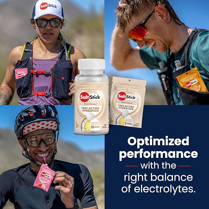 SaltStick Electrolyte FastChews - 60 Coconut Pineapple Chewable Tablets - Salt Tablets for Running and Hydration, Electrolyte Chews - 60 Count