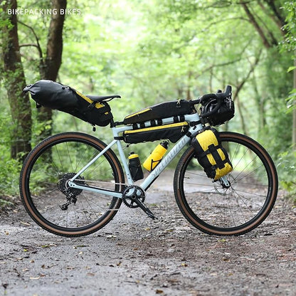 Bicycle Frame Bag Bike Triangle Bag Waterproof Bike Bag 2.4L with Dual Side Mesh Pockets for MTB Road Bike Cycling Commuting and Outdoor Adventures