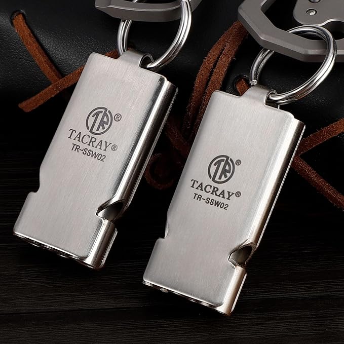 TACRAY Emergency Whistles Lifeguard Safety Whistle with Neck Chain and Keychain for Outdoor Camping Hiking