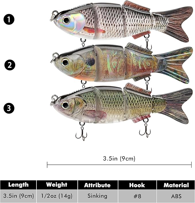 TRUSCEND Easy Catch Swimmax, Magic Noisy Turbulent Wiggling and Vibrating Actions for More Bites, Segmented Swimbait Jointed by Dyneema Strongest Fiber, Lifelike Fishing Lures for Relax Family Fishing