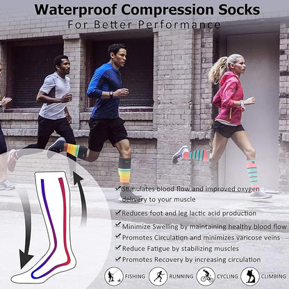 RANDY SUN Waterproof Skiing Socks, [SGS Certified] Unisex Knee High Breathable Hiking Trekking Sock 1 Pair