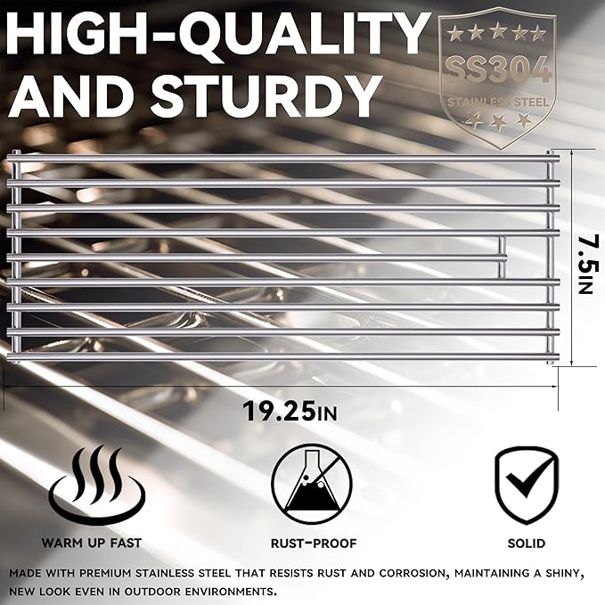 2025 1 Pack 8mm SS304 Stainless Steel BBQ Cooking Grill Grates Replacement Parts for Bull 16517,BBQ Angus 47628, Brahma, Lonstar Select, Outlaw Steer Premium, Lonestar Select,7 Burner Premium,65073