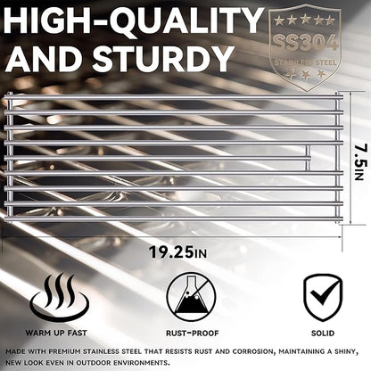 2025 4 Pack 8mm SS304 Stainless Steel BBQ Grill Grates Replacement Parts for Bull,Angus 47628, Brahma, Lonstar Select, Outlaw Steer Premium, Lonestar Select,7 Burner Premium,65073,L60000,75000,90000