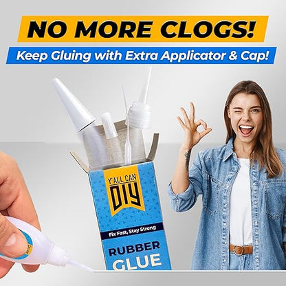 Y'allCanDiy Super Glue for Rubber - Cyanoacrylate Based Adhesive for RC Tires, Seals, Gaskets, Soles, Hose, Mat & Neoprene, Automotive Parts Repair. Waterproof, Heavy Duty CA Glue