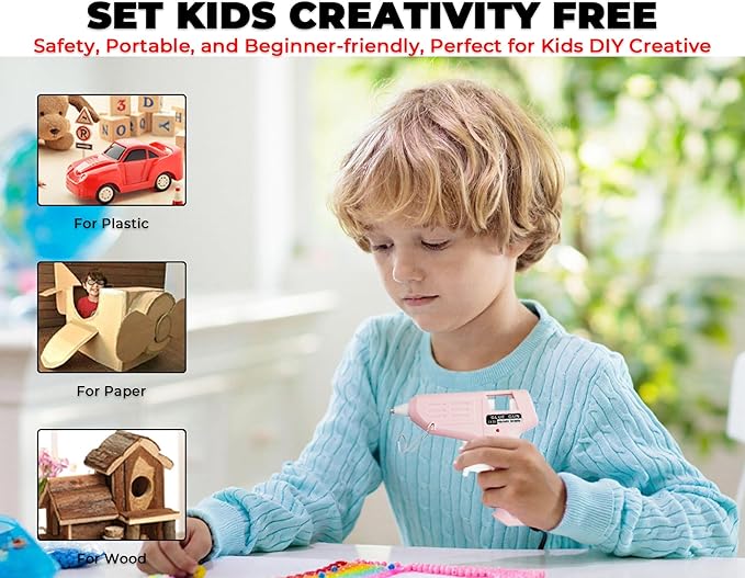 Hot Glue Gun, 20W Fast‑Preheating High‑Temp Mini Hot Melt Glue Gun Kit with 30 Glue Sticks (100mm x 7mm) for School Projects, DIY, Arts & Crafts, Quick Home Repairs