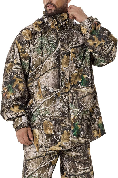 Rain Suit (Jacket + Pants),Rain Gear for Men Waterproof, Camo Rain Jacket, Lightweight Rain Coat for Fishing, Hunting, Hiking