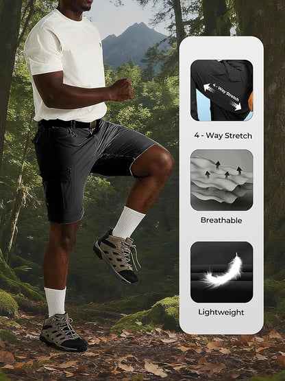 Men's Convertible Hiking Pants Waterproof Quick Dry Zip-Off Lightweight Tactical Multi-Pocket Outdoor Fishing Safari Trousers