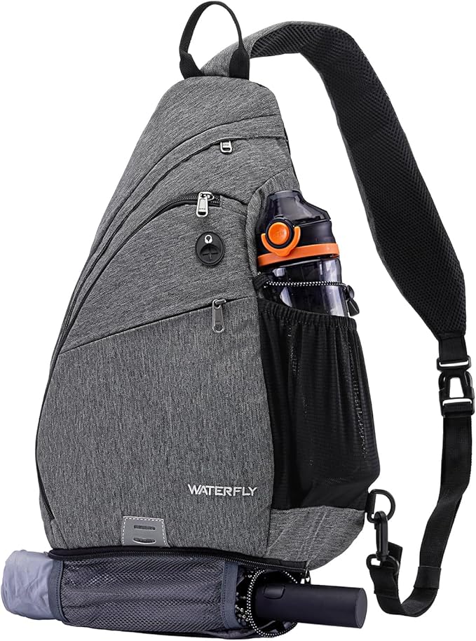 WATERFLY Sling Bag Crossbody Backpack: Over Shoulder Daypack Casual Cross Chest Side Pack