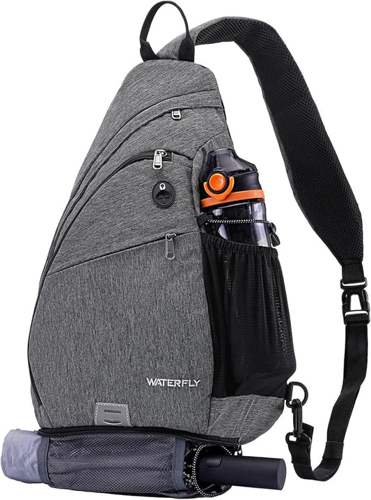 WATERFLY Sling Bag Crossbody Backpack: Over Shoulder Daypack Casual Cross Chest Side Pack