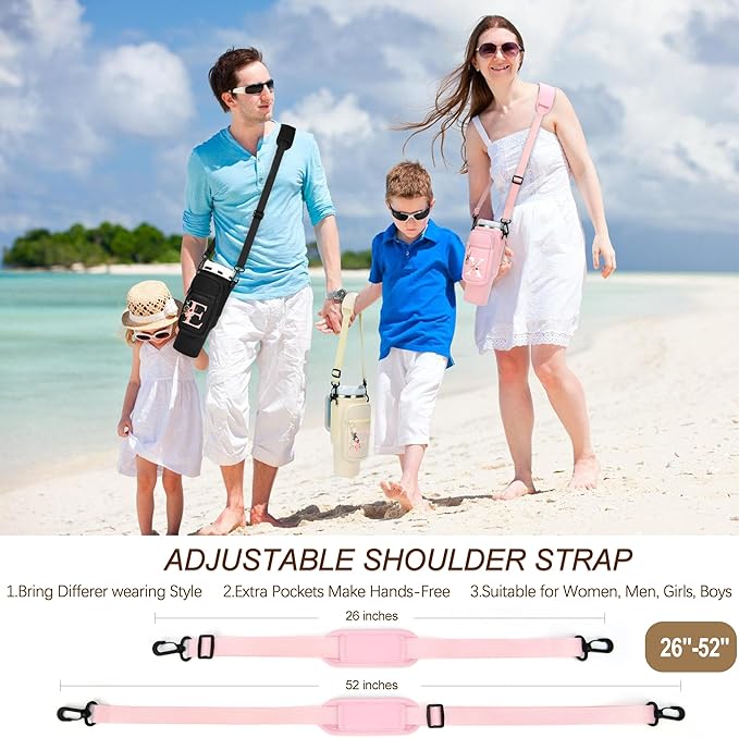 Initial Water Bottle Holder with Strap for Stanley 40 oz Tumbler/Simple Modern 40 oz Tumbler,Water Bottle Carrier Bag with Strap,Personalized A-Z Phone Pocket for Stanley Cup Accessories