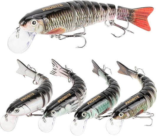 5PCS Lifelike Fishing Lures – Multi-Jointed Swimbait for Bass, Trout, Crappie, Walleye, Pike, Realistic Action with 3D Fish Eyes and Sharp Hooks, Perfect for Fishing Kits in Saltwater & Freshwater