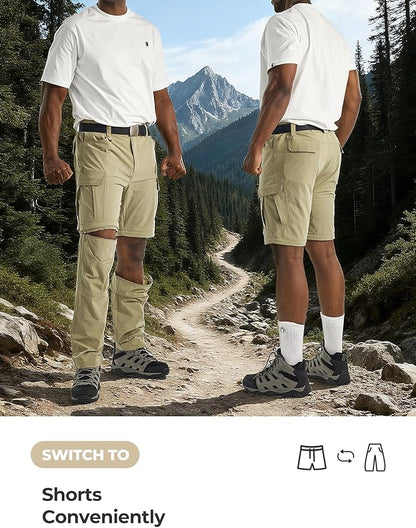 Men's Convertible Hiking Pants Waterproof Quick Dry Zip-Off Lightweight Tactical Multi-Pocket Outdoor Fishing Safari Trousers