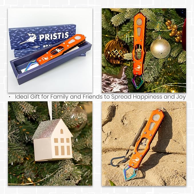 Pristis Metal Fish Lip Gripper, Heavy Duty Stainless Steel Fishing Grabber with Lightweight Aluminium Handle, Hook Remover Holder for Caught Fish, Snakehead Grab Grip Tool for Freshwater Saltwater