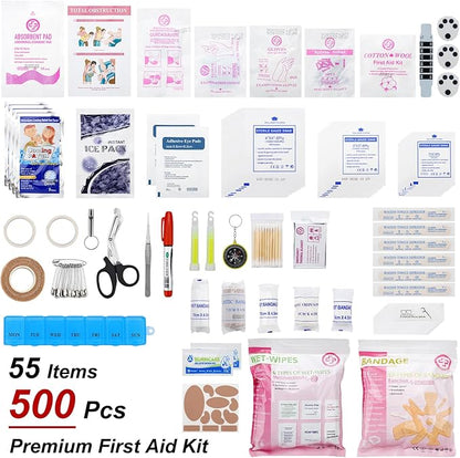 Professional 500 Piece Emergency First Aid Kit for Home, Car, Travel, Camping, Truck, Hiking, Sports, Office, Vehicle & Outdoor Emergencies - Emergency Medical Kit, Large First Aid Kit Survival
