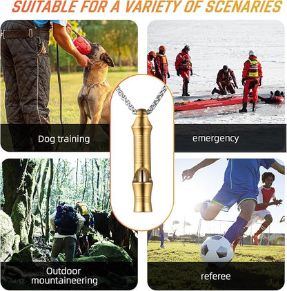 TISUR Titanium Emergency Whistle,EDC Safety Whistles Necklace Loud up to 120db,Survival Whistles for Survival,Hiking,Camping,Pets Training