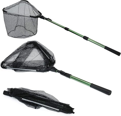 RESTCLOUD Fishing Landing Net with Telescoping Pole Handle, Fishing net Freshwater for Kids Men Women, Extend to 40-63 Inches