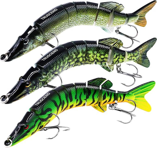 TRUSCEND Easy Catch Swimmax, Magic Noisy Turbulent Wiggling and Vibrating Actions for More Bites, Segmented Swimbait Jointed by Dyneema Strongest Fiber, Lifelike Fishing Lures for Relax Family Fishing