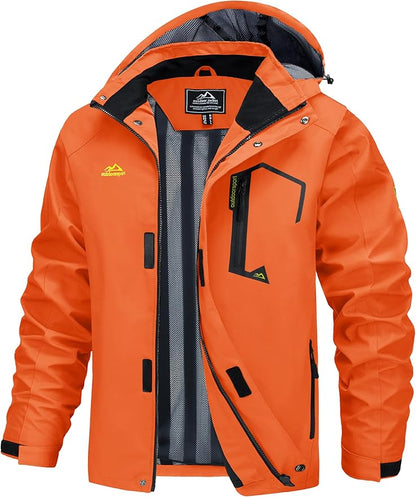 MAGCOMSEN Men's Lightweight Windbreaker Rain Jacket Raincoat with Detachable Hood for Hiking Fishing Activewear